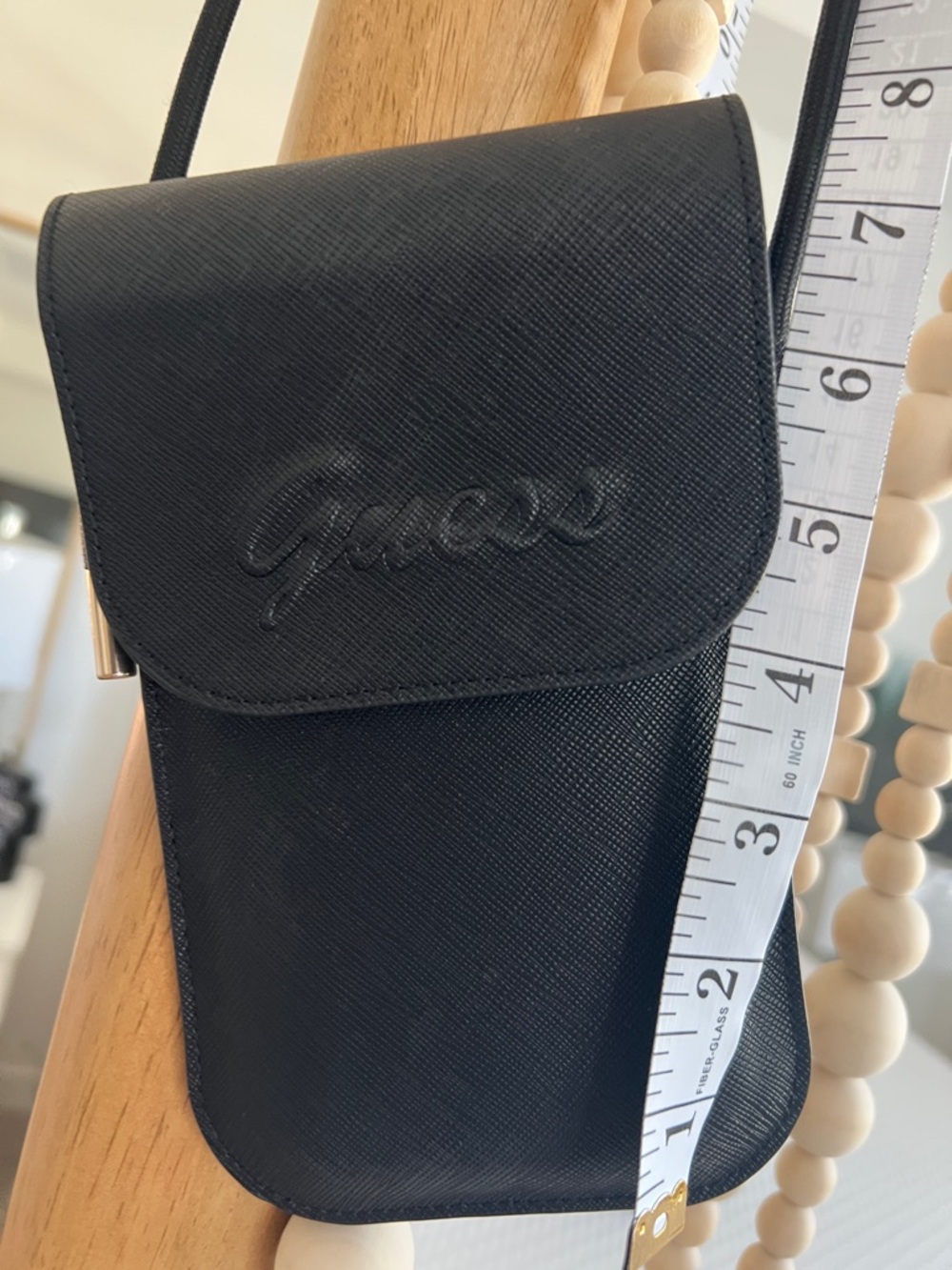 GUESS Black Textured Crossbody Phone Pouch